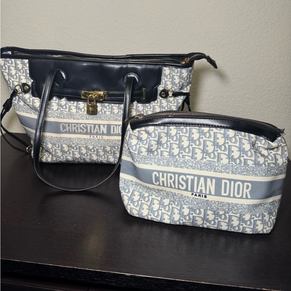 Dior Blue and White Women's Bag Set